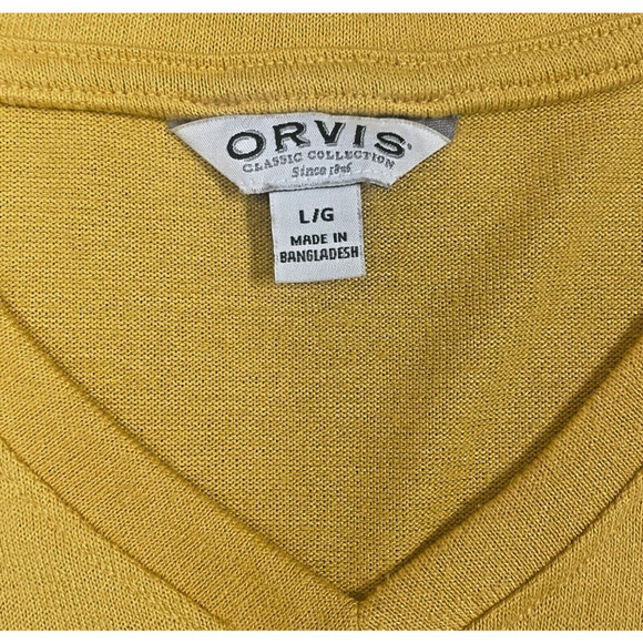 Orvis Large Yellow V-Neck Short Sleeve Top - Picture 2 of 5